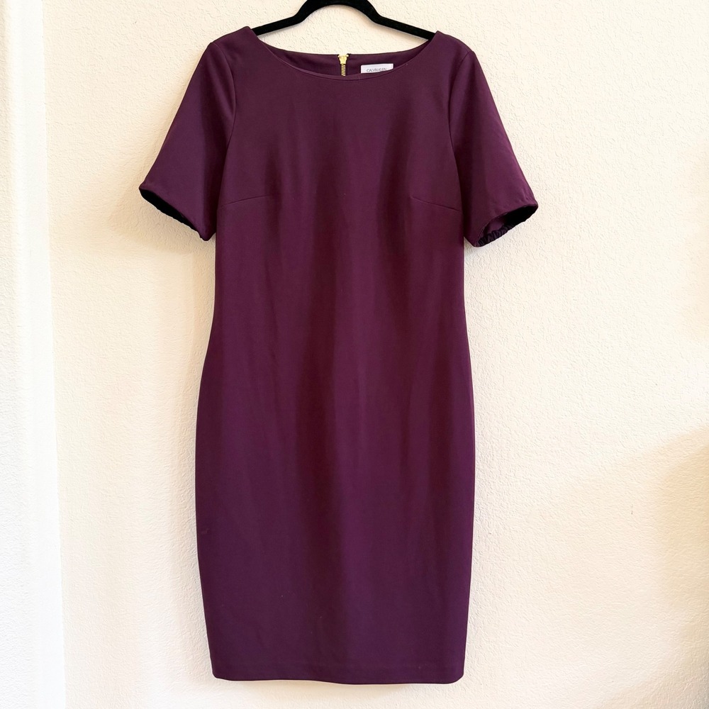 Calvin Klein Short Sleeve Sheath Dress Size 12 Career Office Workwear Modest